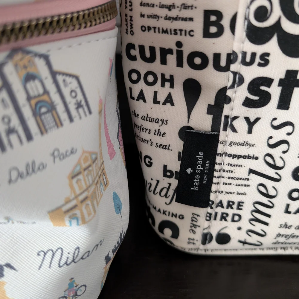 Set Of Five Makeup Bags-Dusney, Kate Spade, Rae Dunn - Picture 7 of 9